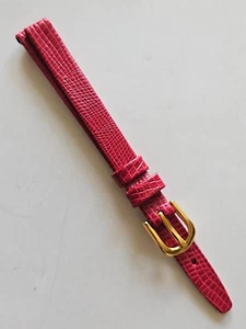 8mm - Red Lizard Pattern Genuine Leather Watch Band - ( Gold Buckle ) - Picture 1 of 3