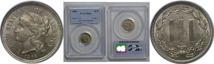 1865 3C Nickel Three Cent PCGS MS-64 - Picture 1 of 3