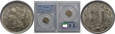1865 3C Nickel Three Cent PCGS MS-64 - Image 1 of 3