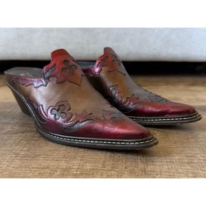 Donald J. Pliner Damen Leder Western Couture Stiefel Pantoletten Größe 7,5 Cowboy - Bild 1 von 20