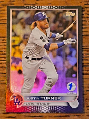 2022 Topps Series 1 First Edition Black Foil Justin Turner /25 - Image 1 of 2