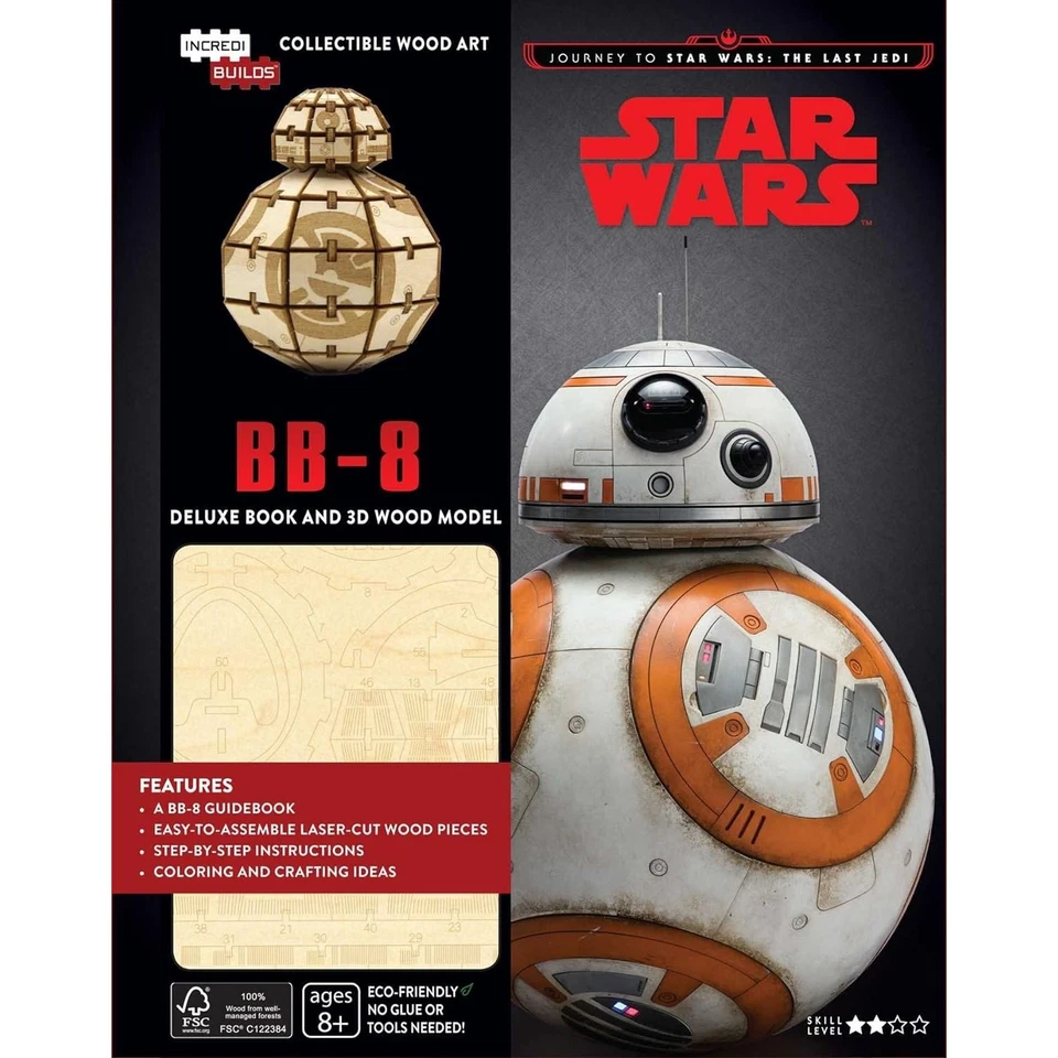 Kit de quebra-cabeça e modelo de boneco Incredibuilds Star Wars BB-8 3D madeira  - Imagem 1 de 1