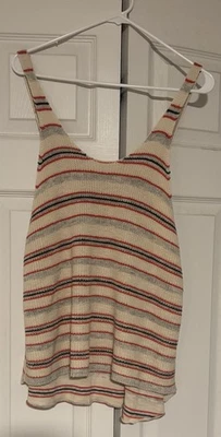 Camiseta sin mangas Free People naranja y gris tejido marinero ganchillo talla S Foto 1 de 4