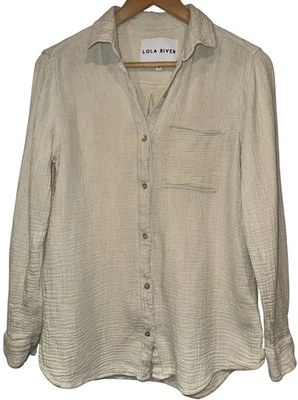 Camisa Lola River 100% Algodón Gasa Manga Larga Abotonada Talla M Clásica Costera  Foto 1 de 4