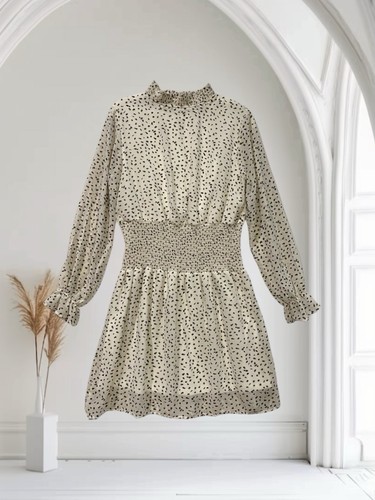 VETEMENTS Lei+Cielo Mini Abito Donna Taglia S Scollo Fumè Multi Stampa Festa Evento