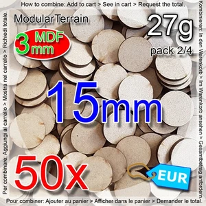 50x 3mm MDF 15mm Round Base Warhammer 40k Infinity Age Of Sigmar Wargame - Bild 1 von 5