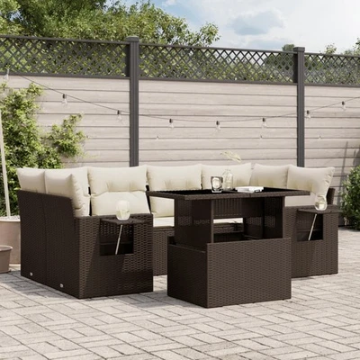 Vidaxl Gartenmöbel Sofa Garnitur Sitzgruppe Lounge 7-tlg. Schwarz Poly Rattan vi - Bild 1 von 4