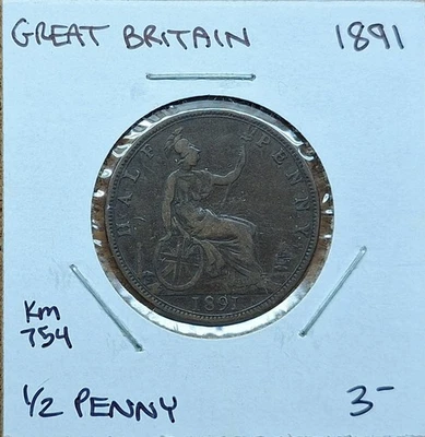 Nice Old Victoria British 1/2 penny half 1891 Coin Vintage World Foreign !! - Image 1 of 2