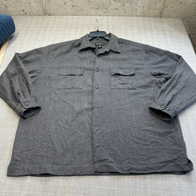 Vintage Eddie Bauer Wool Shirt Mens XXL Tall Light Jacket Grey Rugged Shacket - Image 1 of 4