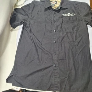 Harley Davidson Motorcycles Racing Mechanics Work Shirt Short Sleeve Men’s M - Picture 1 of 9