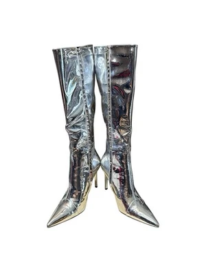 BOTAS FEMININAS PRATA METÁLICA ALTURA DO JOELHO TAMANHO 8 #332 - Imagem 1 de 4