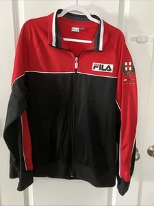 Fila Sport Italia Zip Up Track Jacket Color Block Black Red White Mens Xl - Picture 1 of 4
