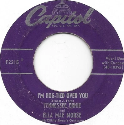 ERNIE FORD/ELLA MAE MORSE HogTied Over You/False Hearted Girl rockabilly 45 HEAR Foto 1 de 2