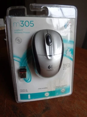 M305 Logitech New SEALED! Wireless Silver Mouse Ergonomic Design Comfort - Image 1 of 4