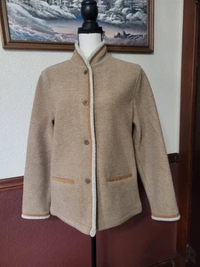 Vintage Woolrich Macau Damen Medium Sherpa gefütterte Fleece Knopf Jacke Mantel hellbraun  - Bild 1 von 20