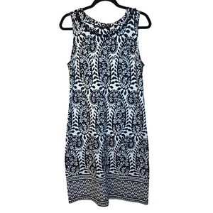 Talbots Damen Kleid schwarz weiß Paisleymuster ärmellos knielang Größe M - Bild 1 von 6