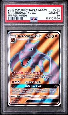 POKEMON UNIFIED MINDS AERODACTYL GX #224 PSA 10 GEM MINT #121309988 - Image 1 of 2