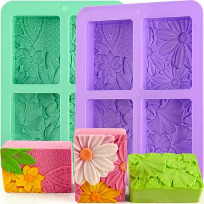 HUAKENER 2 Pack Silicone Soap Molds, Rectangle Soap Making Mold, 3D Rectangular - Image 1 of 4