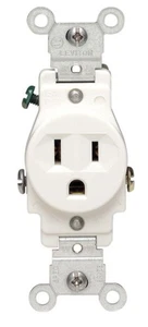 Leviton 05015-KWS White 125V 15A 2-Pole 3-Wire Single Outlet Receptacle - Picture 1 of 1
