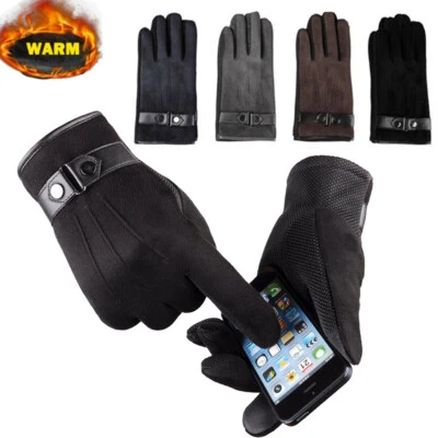 Mens Winter Warm Windproof Waterproof Fleece Lined Thermal Touch Screen Gloves - Image 1 of 4