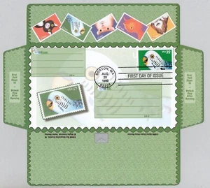 #3233 BRIGHT EYES PARAKEET PET BIRD USPS ENVELOPE NAKANO PERFINS FDC - Picture 1 of 1