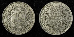 Morocco Mohammed V Copper-Nickel 1366 (1947) 10 Francs Y# 44 (27 683) - Picture 1 of 3