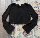 Forever21 70’s Crochet Flare Sleeve Crop Top Size Small 