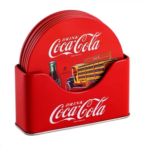Coca-Cola Set Sottobicchieri in Latta Arte Retrò con Supporto Confezione da 6 Rosso - Foto 1 di 1