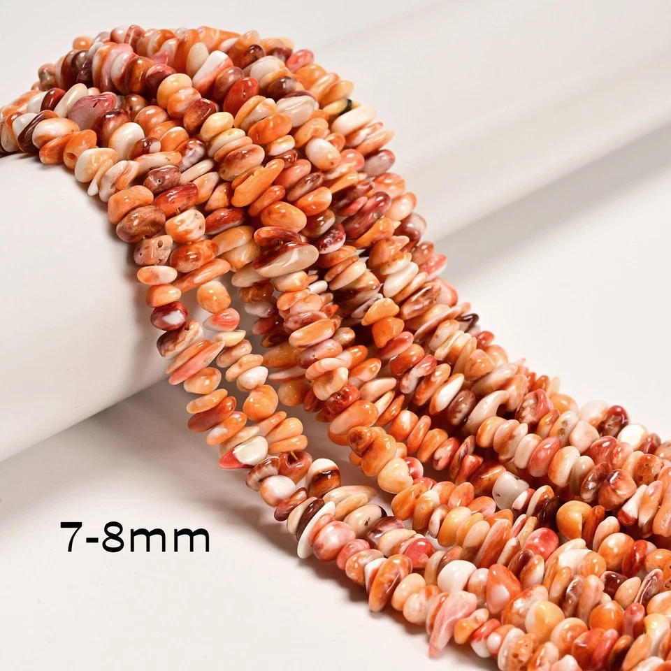 Natural Spiny Oyster Chips Shape Beads Size 5-6mm 7-8mm 8-10mm 16" Strand - Image 1 of 4