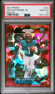Prizm Travis Etienne Jr 2021 Red Ice Rookie #344 PSA GEM MT 10 - Foto 1 di 2