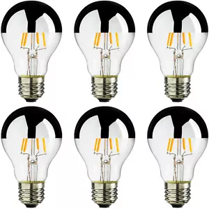 Sunlite 6Pk Warm White A19 Silverbowl LED, 6W (40W Eq.) Medium Base, Dimmable - Picture 1 of 2