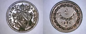 1851-VIR Italian States Papal States 1 Quattrino World Coin - Pius IX - Picture 1 of 1