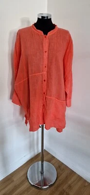Oska Pink Shacket Size 2 Uk 14/16 Pure Linen Jacket Shirt Oversized Pockets  - Image 1 of 4