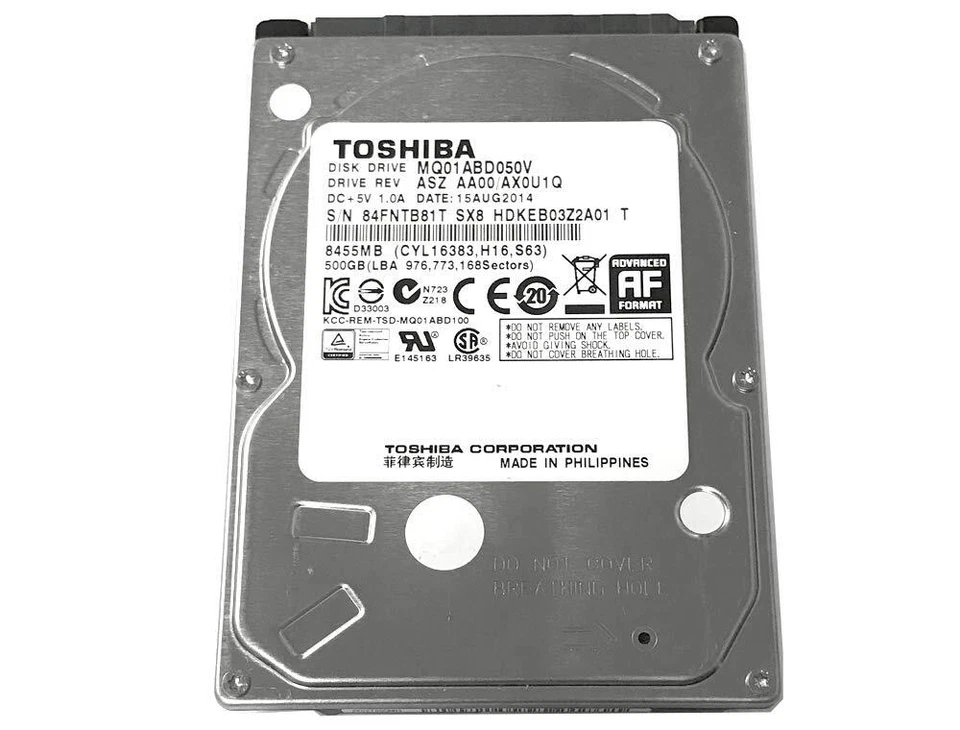 Toshiba 500GB 5400RPM 8MB Cache 9.5mm SATA 3.0Gb/s 2.5" Notebook Hard Drive 0 HR - Image 1 of 1