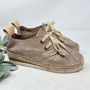 SEE BY CHLOE Glyn Scalloped Metallic Espadrilles Sneakers Size 37 - Picture 1 of 12