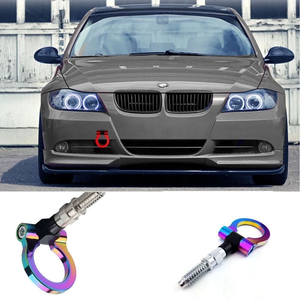 Gancho de remolque estilo carreras de pista remolque CNC aluminio tornillo parachoques delantero trasero apto para BMW Foto 1 de 4