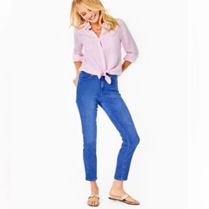 Lilly Pulitzer South Ocean High Rise Skinny Jeans Women's 00 Caribbean Blue NWT - Picture 1 of 9