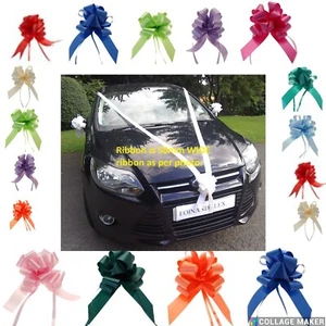 Wedding Car Decoration Kit Large Pull Bows & WIDE 50mm Florist Poly Ribbon 10m - Picture 1 of 30