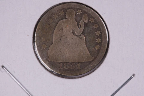 1851 Seated Liberty Dime,  Average Circulated Condition. Store #0453 Cover