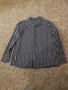Claiborne Long Sleeve Casual Blue Striped Shirt Size XXL - Picture 1 of 3