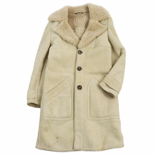 GUCCI 148233 Cappotto lungo in shearling epoca beige 44 Made in Italy.