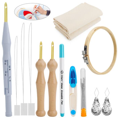 13pcs Embroidery Pen Pin Knitting Sewing Crafts Tools Threader Punch Needle Set - Image 1 of 4