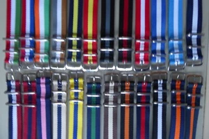 Natoband Nylon Durchzugsband 18mm Dornschließe Textil Uhrband drei Streifen - Bild 1 von 23