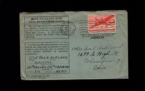 WWII Blue Envelope Mail APO 505 England Air Mail 1944 Cover & Letter 8q - Picture 1 of 3