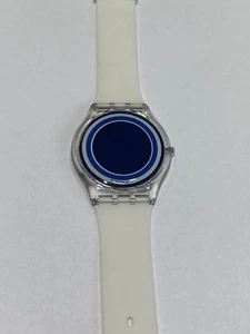 Swatch Watch Vintage White Silicone Strap with Blue dial - Picture 1 of 3