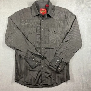 Attrak Jeans Western Pearl Snap Cowboy Shirt Men's M Black stripped - Picture 1 of 8