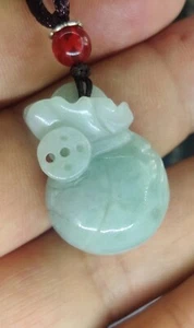 Myanmar Certificado Natural A Jade Colgante con Bolsa de Dinero Tallada a Mano Colgante - Imagen 1 de 8