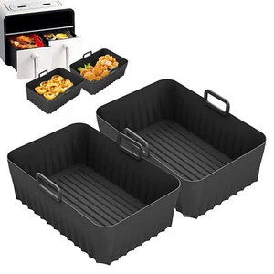 Forros cuadrados para cesta de freidora de aire de silicona - 2 piezas ollas de silicona reutilizables para freidora de aire - Imagen 1 de 9
