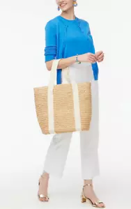 J.Crew $118 Raffia straw structured tote bag BQ267 - Picture 1 of 7