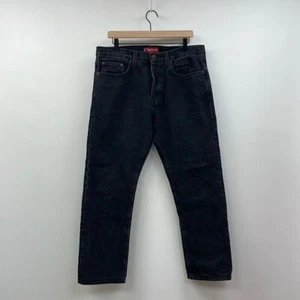 Men's Supreme 100% Cotton Straight Leg Jeans Black Washed Denim 34x28 - Picture 1 of 7